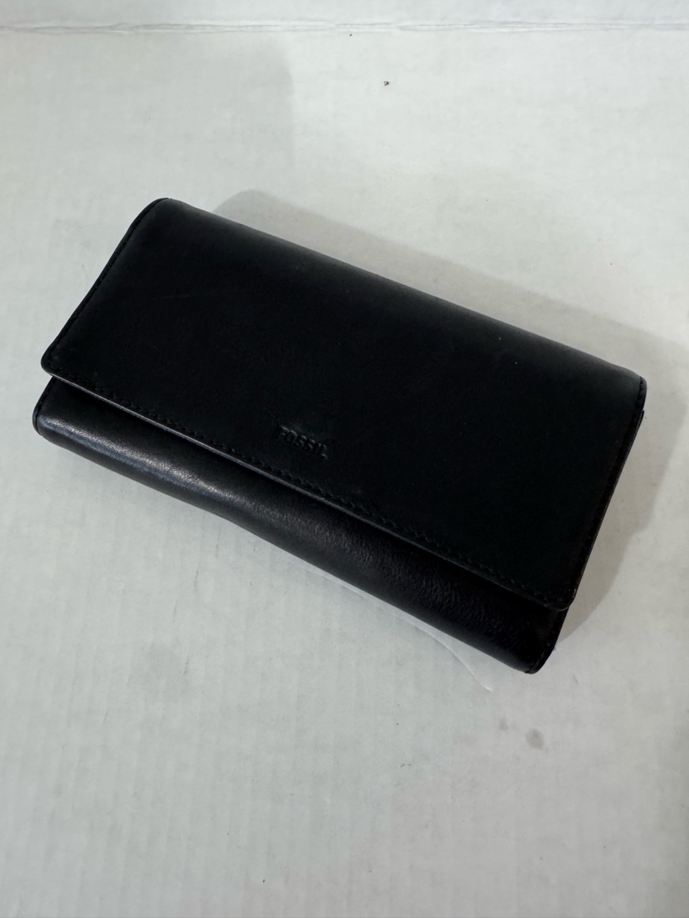 Fossil Black Leather Women's Trifold Wallet